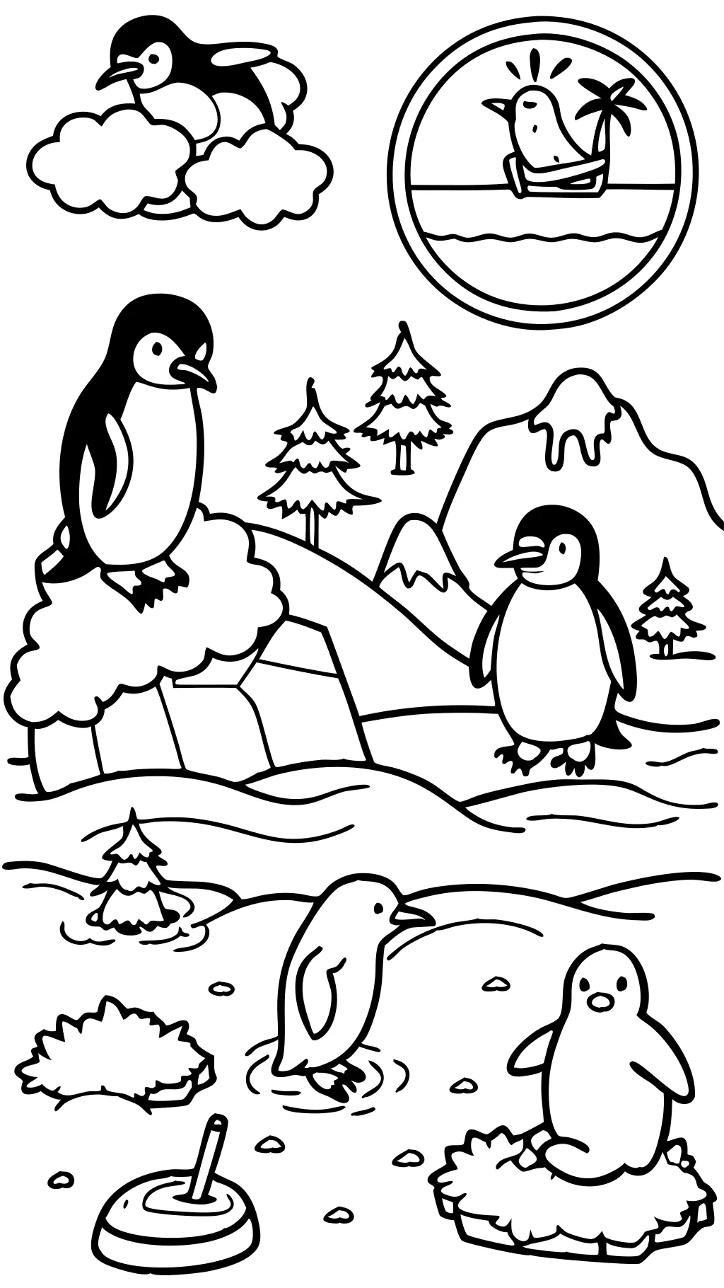 Páginas para colorear de pingüinos